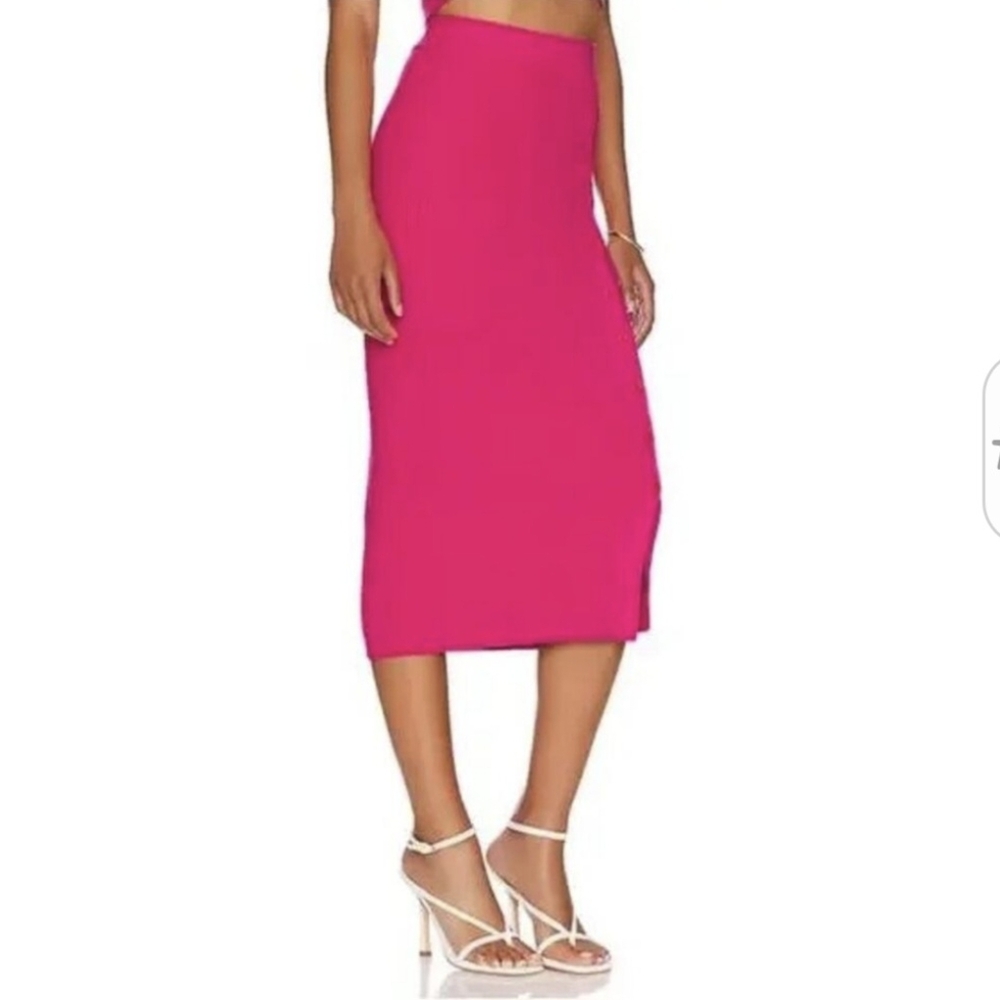 NWT Revolve LITA by Ciara Pink Side Button Ribbed Skirt Medium NWT